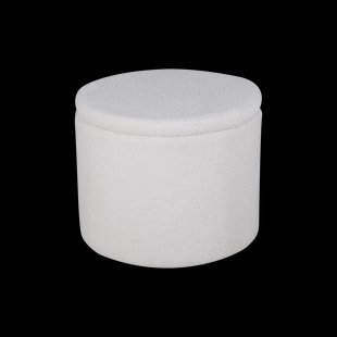 Amelia poef teddystof wit - met opbergruimte - Ø 51 cm