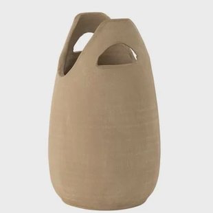 J-Line vaas Handvat - keramiek - beige - large - 40 cm hoog