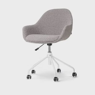 Nolon Nout-Mae Bureaustoel Bouclé Taupe - Armleuning - Wit Onderstel