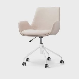 Nolon Nout-Eef Bureaustoel Beige - Armleuning - Wit Onderstel