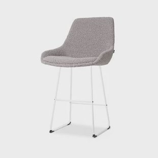 Nolon Nino-Isa Barkruk Bouclé Taupe - Stof - Wit Onderstel - 65 cm