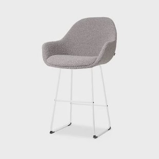 Nolon Nino-Mae Barkruk Bouclé Taupe - met Armleuning - Wit - 65 cm