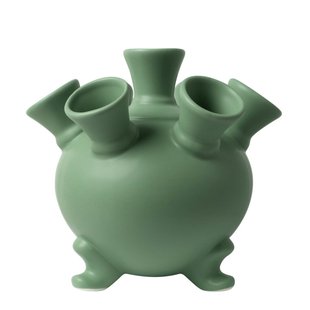 Tulpenvaas op pootjes vintage groen groot KLEI