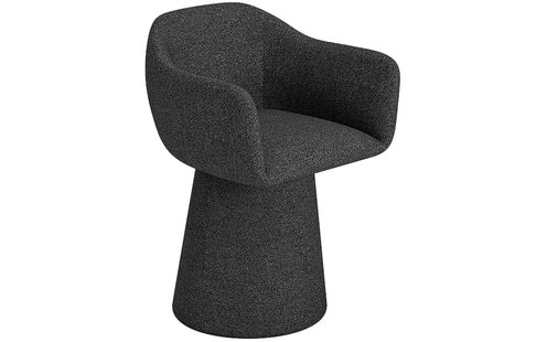 Goossens Eetkamerstoel Liselot grijs stof graden draaibaar met return functie met armleuning,