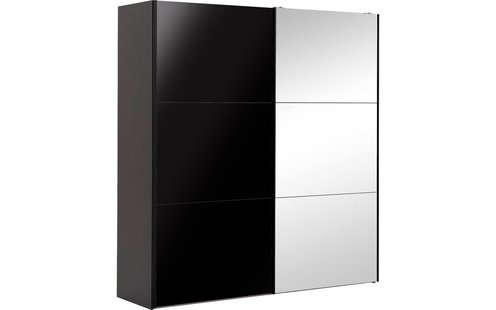 Goossens Kledingkast Easy Storage Sdk, 153 cm breed, 220 cm hoog, 1x 3 paneel glas schuifdeur li en 1x 3 paneel spiegel schuifdeur re