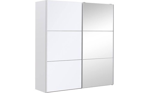 Goossens Kledingkast Easy Storage Sdk, 203 cm breed, 220 cm hoog, 1x 3 paneel glas schuifdeur li en 1x 3 paneel spiegel schuifdeur re