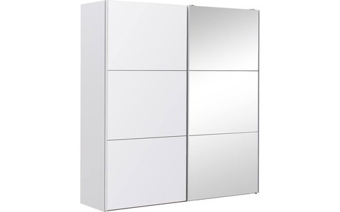 Goossens Kledingkast Easy Storage Sdk, 153 cm breed, 220 cm hoog, 1x 3 paneel glas schuifdeur li en 1x 3 paneel spiegel schuifdeur re