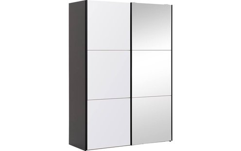 Goossens Kledingkast Easy Storage Sdk, 153 cm breed, 220 cm hoog, 1x 3 paneel glas schuifdeur li en 1x 3 paneel spiegel schuifdeur re