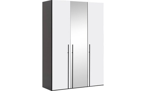 Goossens Kledingkast Easy Storage Ddk, Kledingkast 153 cm breed, 220 cm hoog, 2x glas draaideur en 1x spiegel draaideur midden