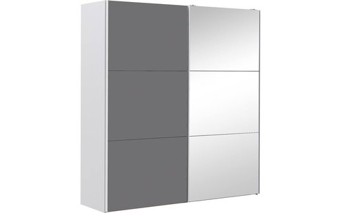 Goossens Kledingkast Easy Storage Sdk, 153 cm breed, 220 cm hoog, 1x 3 paneel glas schuifdeur li en 1x 3 paneel spiegel schuifdeur re