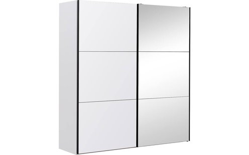 Goossens Kledingkast Easy Storage Sdk, 153 cm breed, 220 cm hoog, 1x 3 paneel glas schuifdeur li en 1x 3 paneel spiegel schuifdeur re