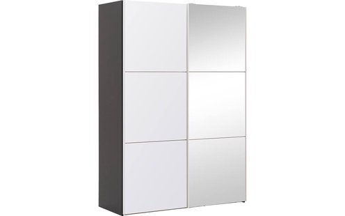 Goossens Kledingkast Easy Storage Sdk, 153 cm breed, 220 cm hoog, 1x 3 paneel glas schuifdeur li en 1x 3 paneel spiegel schuifdeur re