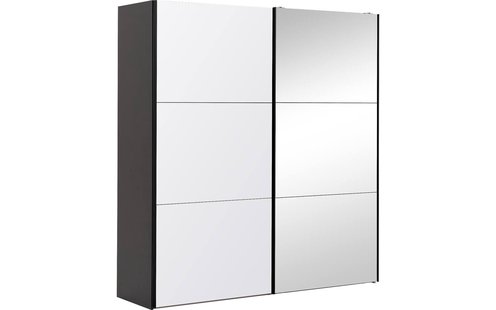 Goossens Kledingkast Easy Storage Sdk, 203 cm breed, 220 cm hoog, 1x 3 paneel glas schuifdeur li en 1x 3 paneel spiegel schuifdeur re