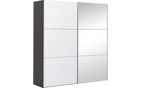 Goossens Kledingkast Easy Storage Sdk, 203 cm breed, 220 cm hoog, 1x 3 paneel glas schuifdeur li en 1x 3 paneel spiegel schuifdeur re