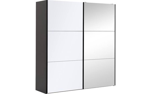 Goossens Kledingkast Easy Storage Sdk, 203 cm breed, 220 cm hoog, 1x 3 paneel glas schuifdeur li en 1x 3 paneel spiegel schuifdeur re