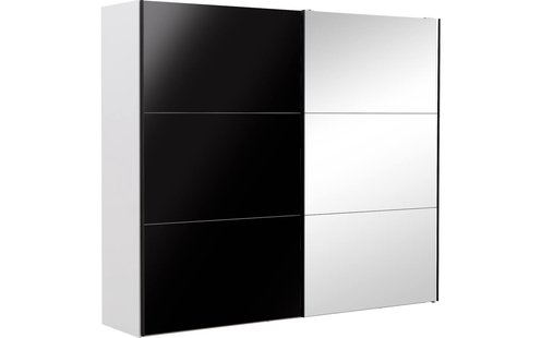 Goossens Kledingkast Easy Storage Sdk, 253 cm breed, 220 cm hoog, 1x 3 paneel glas schuifdeur li en 1x 3 paneel spiegel schuifdeur re