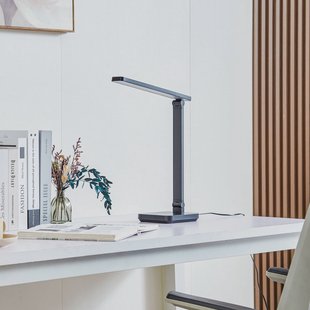 Lindby LED bureaulamp Rylas, zwart, USB, CCT