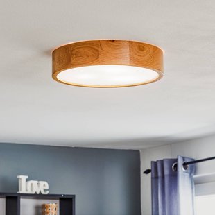 TEMAR LIGHTING Cleo plafondlamp, Ø 38 cm, 3-lamps, eikenhout, E27