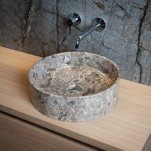 Waskom Loutro Louise T Rond 40x40x12 cm Marmer Taupe Waskom Loutro Louise T Rond 40x40x12 cm Marmer Taupe