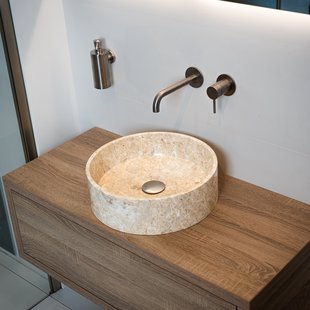 Waskom Loutro Louise S Rond 40x40x12 cm Marmer Sand Waskom Loutro Louise S Rond 40x40x12 cm Marmer Sand
