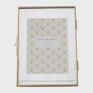 Fotolijst geribbeld glas - 25x18x7 cm - goudkleurig