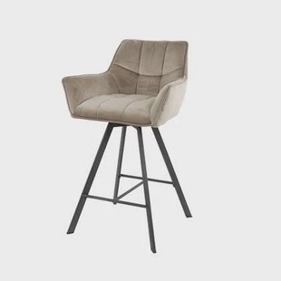 Giga Meubel - Barstoel Raster Draaibaar Velours Champagne - Set van 2