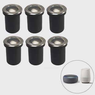 QAZQA Set van 6 smart buiten grondspot verstelbaar incl. Wifi GU10 -