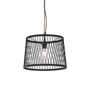 QAZQA Landelijke buiten hanglamp zwart rotan 40 cm - Calamus