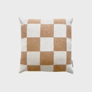 Maison Deux Checkerboard Kussenhoes - Terra / Wit