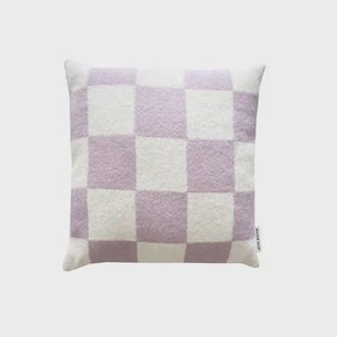 Maison Deux Checkerboard Kussenhoes - Lila / Wit