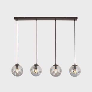 Lindby hanglamp Valentina, E14, 4-lamps, rookgrijs, glas