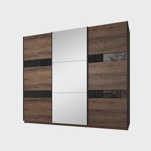 Meubella - Kledingkast Diplo - Eiken - 250 cm - Met spiegel