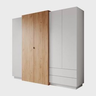 Meubella - Kledingkast Three - Wit - Eiken - 230 cm