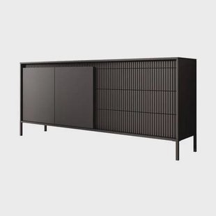 Meubella - Dressoir Saran - Mat zwart - 187 cm