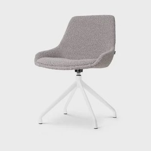 Nolon Nola-Isa Eetkamerstoel Bouclé Taupe - Draaibaar Wit Onderstel Nolon Nola-Isa Eetkamerstoel Bouclé Taupe - Draaibaar Wit Onderstel