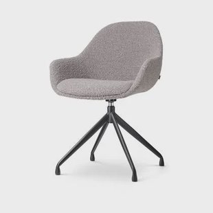 Nolon Nola-Mae Eetkamerstoel Bouclé Taupe - Draaibaar Zwart Onderstel