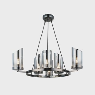 Lucea Kroonluchter Padrela, Ø 68 cm, zwart-chroom 6-lamps