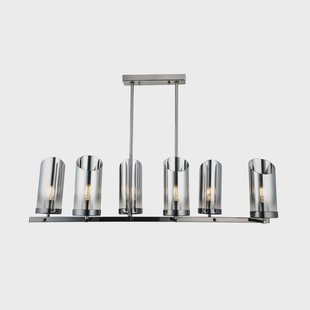 Lucea Kroonluchter Padrela, lineair, zwart-chroom, 6-lamps