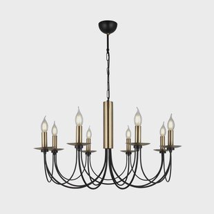 Lucea Kroonluchter Dofa, messing antiek/zwart 8-lamps