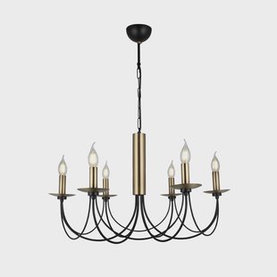 Lucea Kroonluchter Dofa, messing antiek/zwart 6-lamps