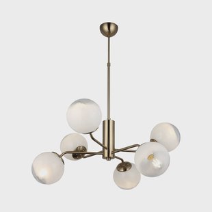 Lucea Kroonluchter Santon, messing antiek/wit, 6-lamps Lucea Kroonluchter Santon, messing antiek/wit, 6-lamps