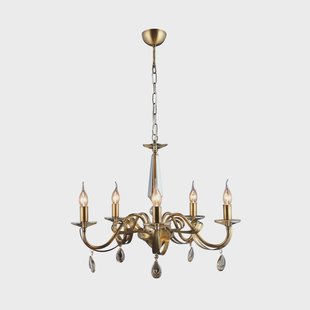 Lucea Kroonluchter Castro, antiek messing, 5-lamps