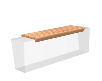 Houten zitting afgerond 150x50cm.