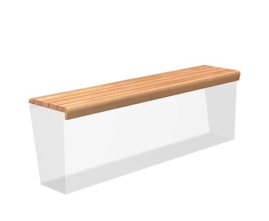 Houten zitting afgerond 200x50cm.