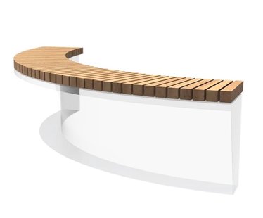 Houten zitting binnenbocht recht 200x200cm.