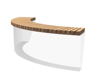 Houten zitting buitenbocht recht 200x200cm.