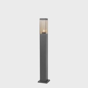 QAZQA Moderne buitenlamp paal donkergrijs met smoke 80 cm - Malios