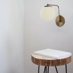 Opviq Wandlamp Daisy 146-A, goud, kap van opaalglas