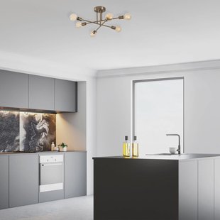 Opviq Plafondlamp Bloem 176, 6-lamps, goud antiek