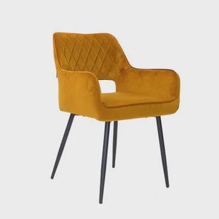 Bronx71 Velvet eetkamerstoel Mika okergeel